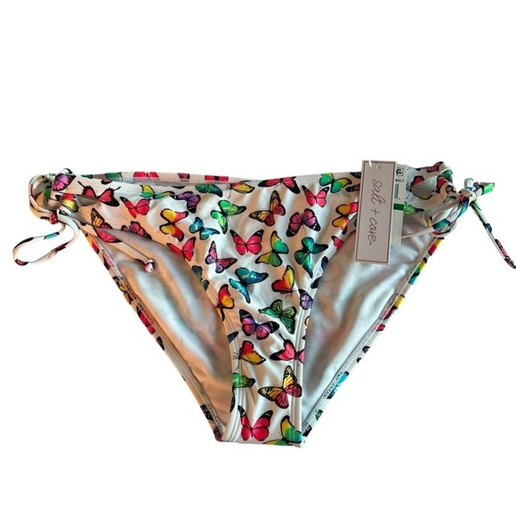 SALT + COVE Butterfly Juniors' Hipster Tie with cutout Bikini Bottoms NEW L /XL - Picture 8 of 15